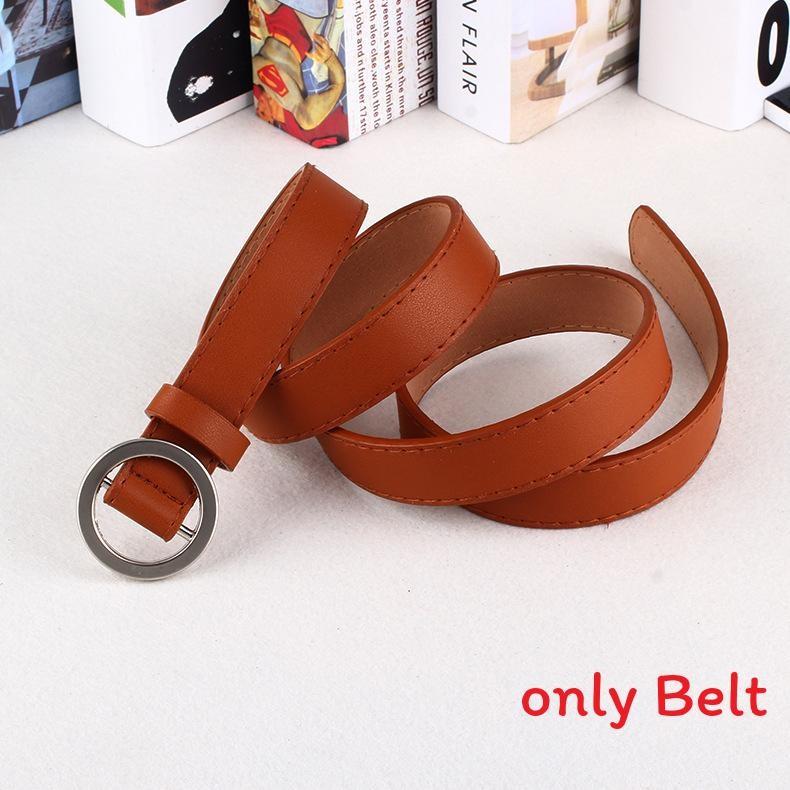Simple Solid Color Metal Buckle Decor Women Waist Belt With No Punching Design