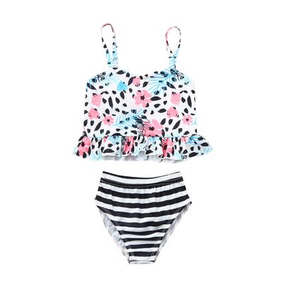 Cute Watermelon Print Baby Girls 2Pcs Bikini Bathing Swimsuit Halter Tube Tops Floral Bottoms Summer Sunsuit