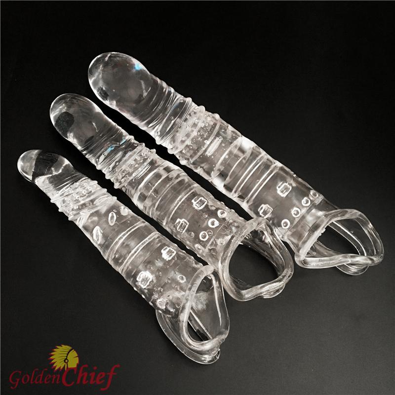 SML Elastic Penis Extension Sleeve Reusable Soft Delayed Ejaculation Condoms Penis Extender Big Dick Wearable Penis Thick Dildo
