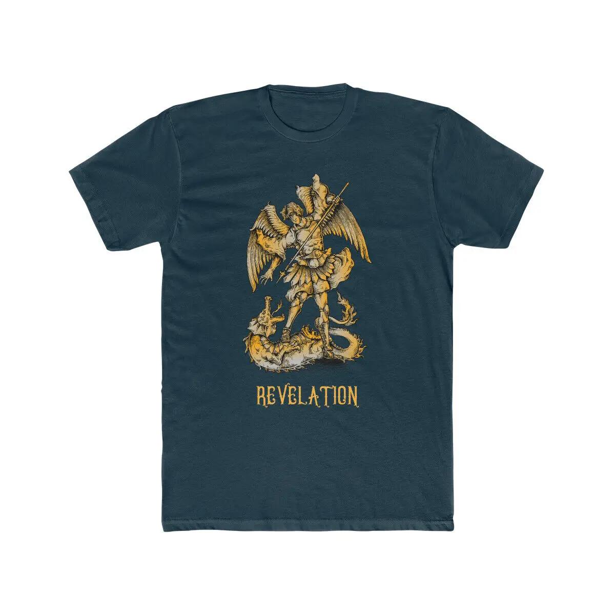 

The Archangel St Michael Revelation Fighting The Dragon TShirt 100 Cotton ONeck Short Sleeve Casual Mens Tshirt Size S3XL 4XL