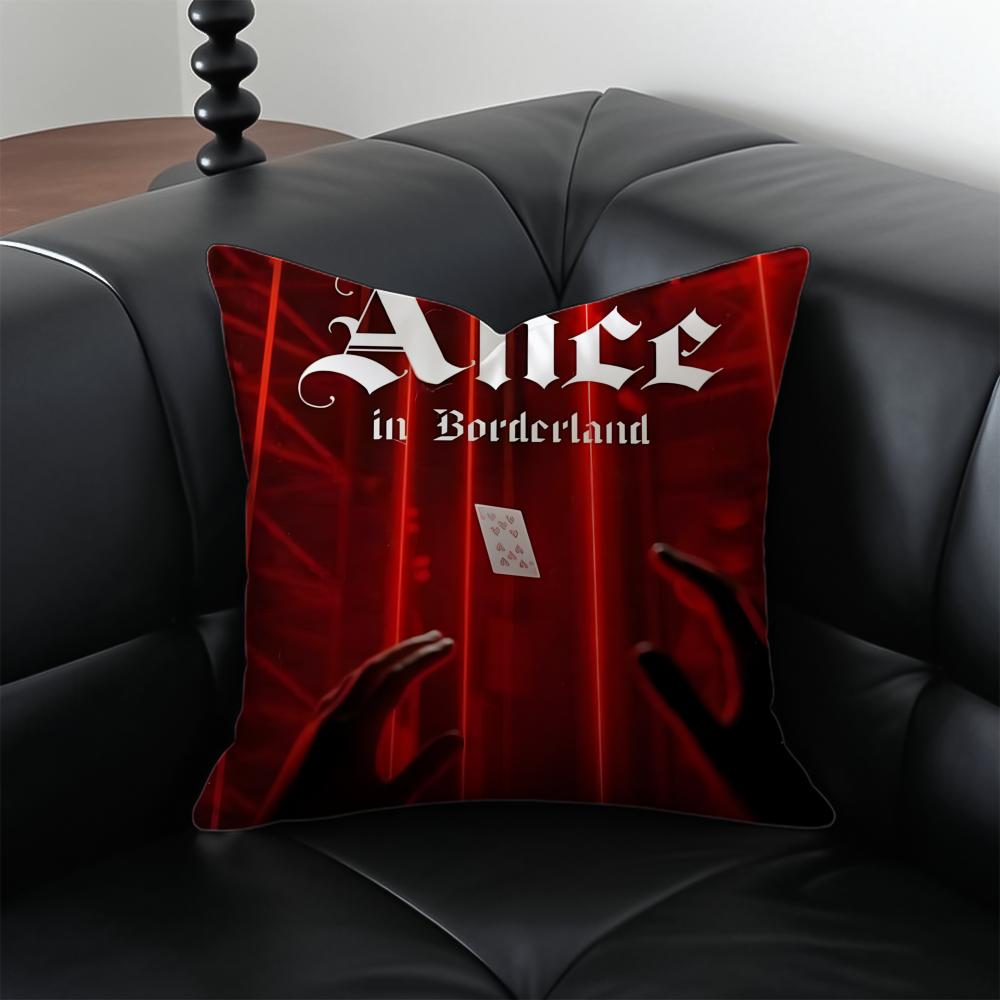 AAlice In BBorderland Cushion Cover Pillow Case Antidustmite Invisible Zipper Silky Short Plush Sofa Cushion