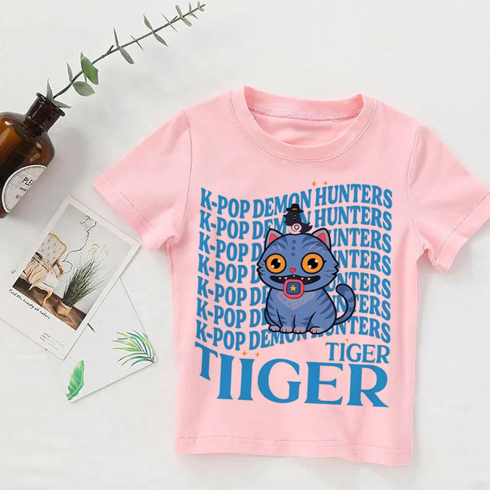 Baby Girl Boy Clothes KPop Demon Hunters 2026 Movie Fans Gift Summer T-shirt Tops Cartoon Print Cool Tshirt Kids Harajuku Top