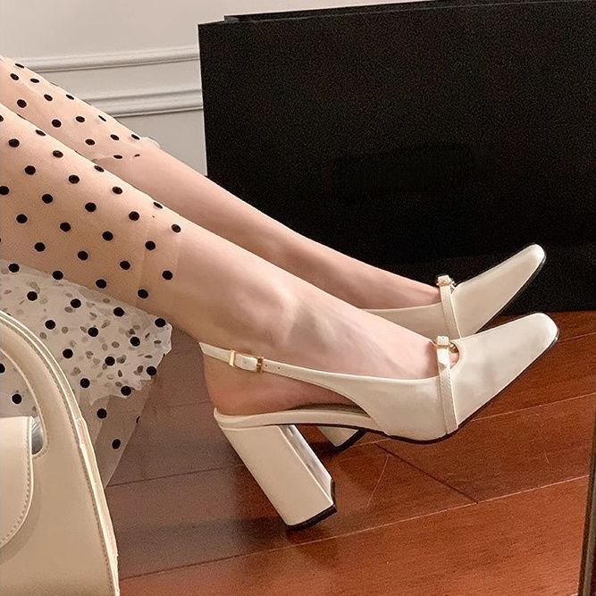 

Niche design temperament high heels spring and summer new retro simple casual square head height display legs long sandals 42