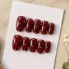 Handmade Press On Nail Simple French Solid Wine Red Gloss Polka Point Short Fake Nail Patch Artificial Nail Reusable