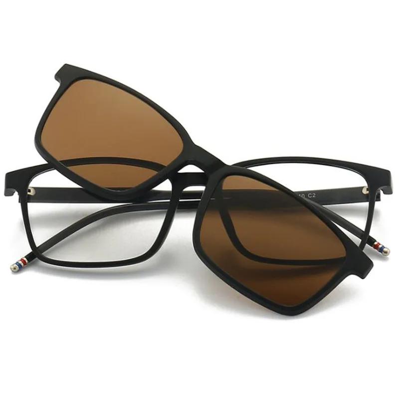 2295 Magnet Sun Clip Square Thin Frame Myopia Glasses 0 -0.5 -1.0 -2.0 -2.5 -3.0 -4.0 -5.0 To -6.0