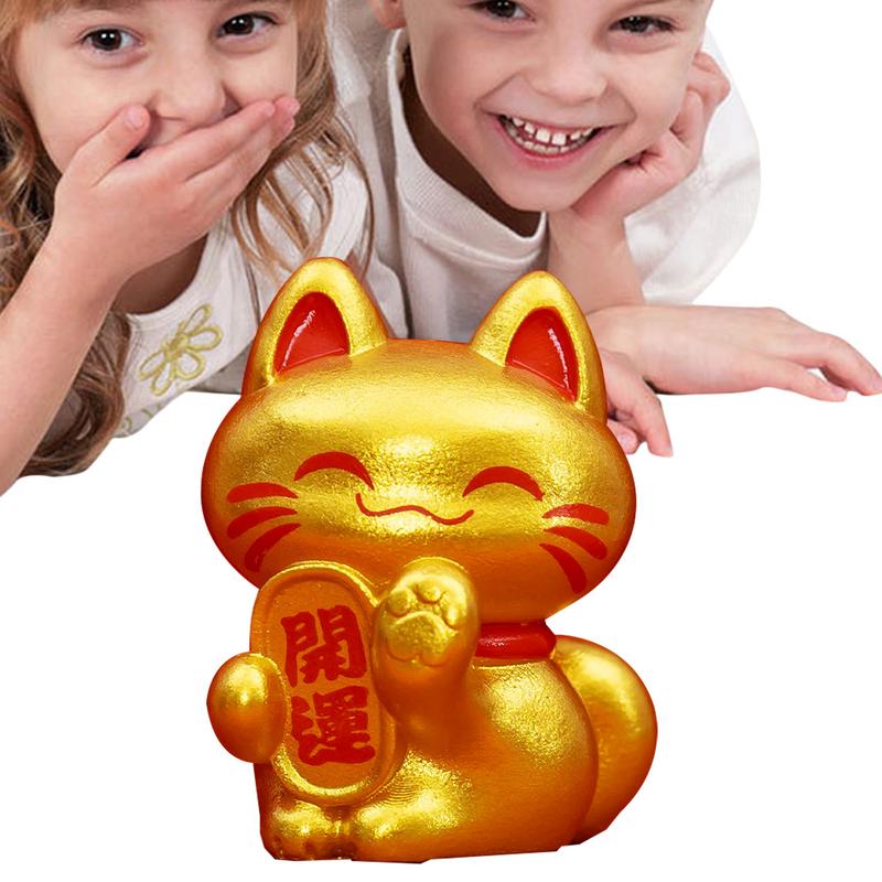 Lucky Feng Shui Cat Maneki Neko Fortune Cat Figurine Collectible Fortune Decor Ornaments Lucky Cat Mini Figure Collection Maneki