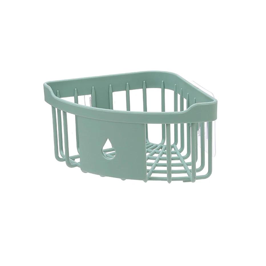 

Пластиковый угловой стеллаж для хранения кухонный органайзер полка для раковины губка щетка держатель для туалетных принадлежностей в углу ванной комнаты зелёный