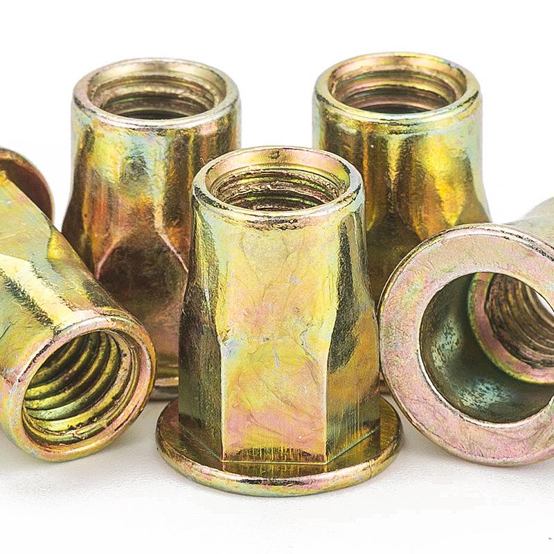 Color Zinc Semi-Hexagonal Flat Round Head Rivet Nut (M5/M6/M8)