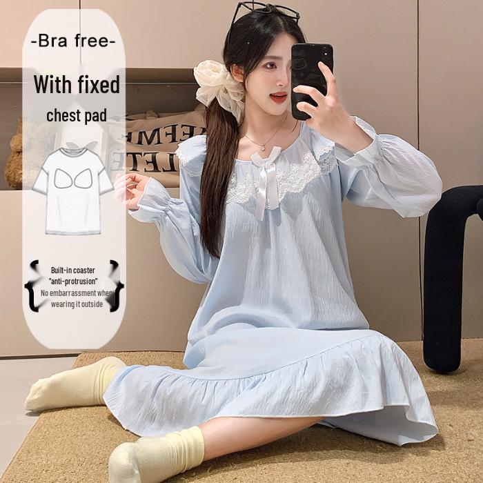 

Cloud Cotton Sleep Dress: Long Sleeve Pink Pajamas for Girls - Spring/Autumn 2025 L