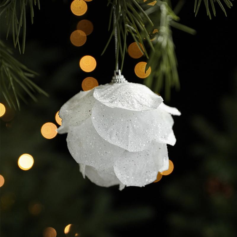 1 st Blomskum Snöbollar Vit Julkula Julgranshängande Hänge För Hem Juldekoration År