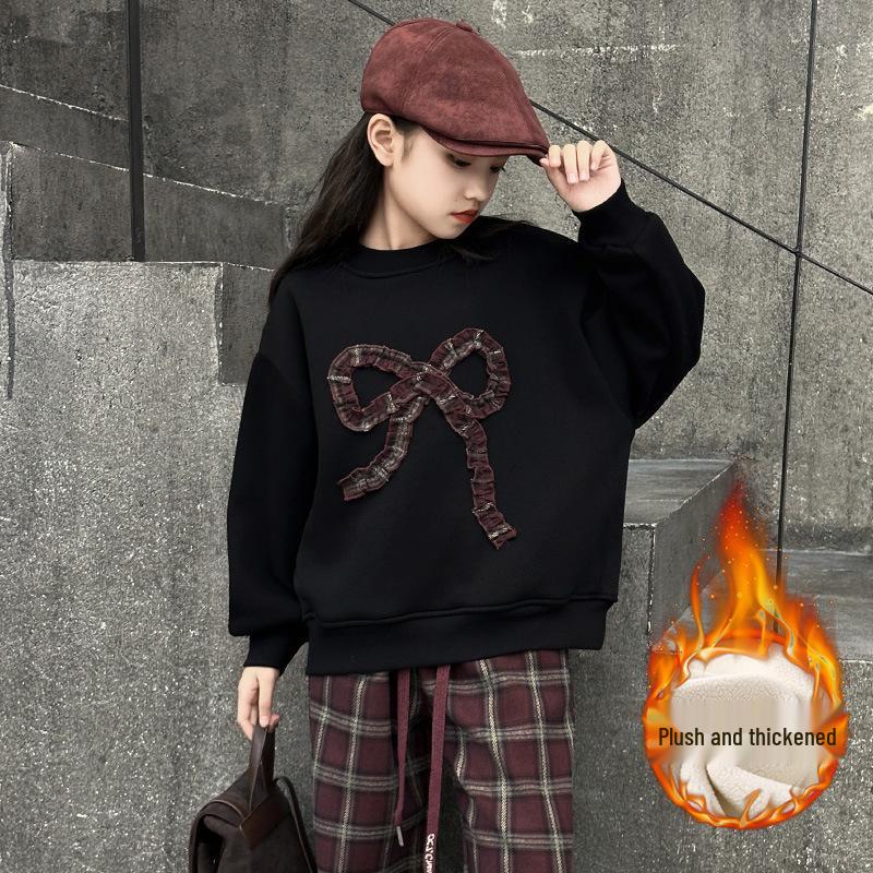 

Стильний флісовий світшот для дівчаток і комплект товстих картатих штанів на осінь/зиму 2025 170 cm