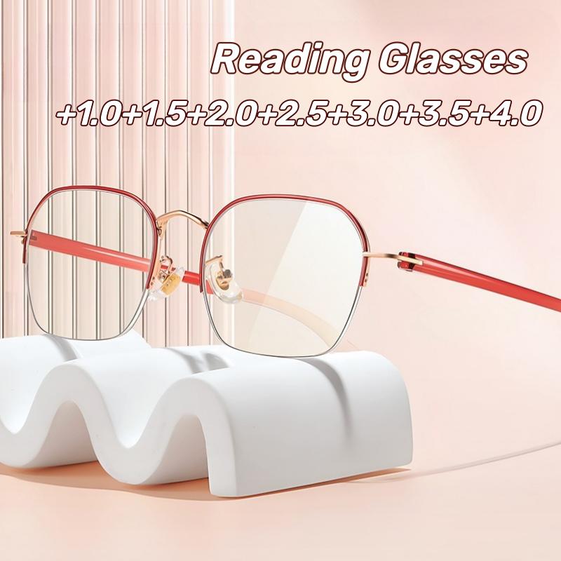 2025 Fashion Reading Glasses Women's INS Style Metal Oversized Frame Ultra-Lightweight Personalized Presbyopia Glasses