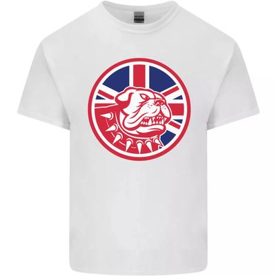 Union Jack Britische Bulldogge St. Georgstag Herren Baumwoll-T-Shirt Tee Top