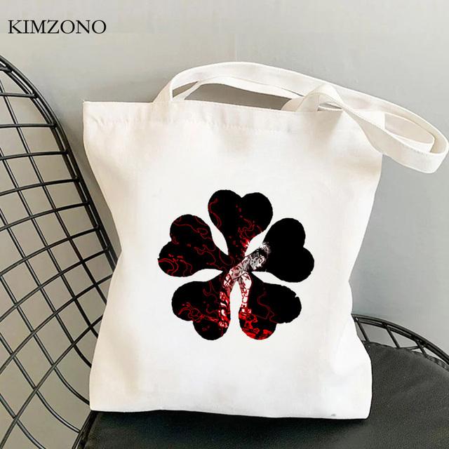 

Сумка для покупок Black Clover, хлопковая сумка-шопер, многоразовая эко-сумка, тканая джутовая сумка bolsas, многоразовая bolsa compra sacolas 29*32cm