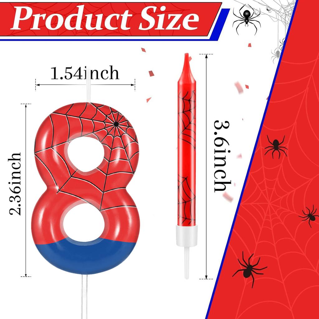 7pcs Spider Web Birthday Candles, Spider Cartoon Themed Birthday Candles Cake Topper Number Candle Spider Birthday Cake Candles