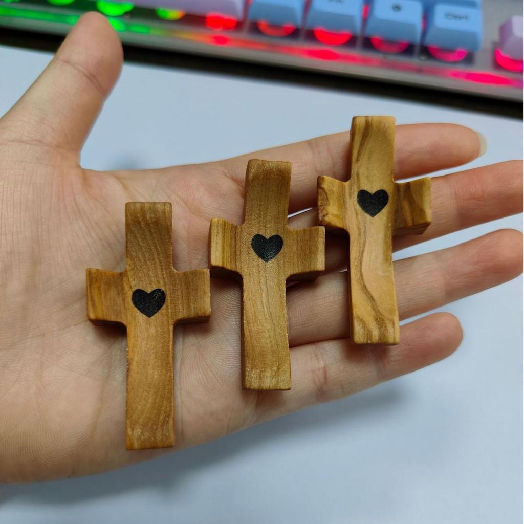 In-Stock American Style Black Walnut Wooden Easter Cross with Thumb Handle