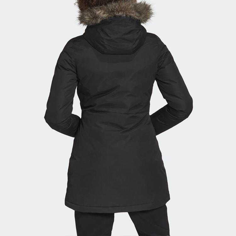 adidas Warm Long Hooded Cotton Jacket Women Outerwear Black BQ6803