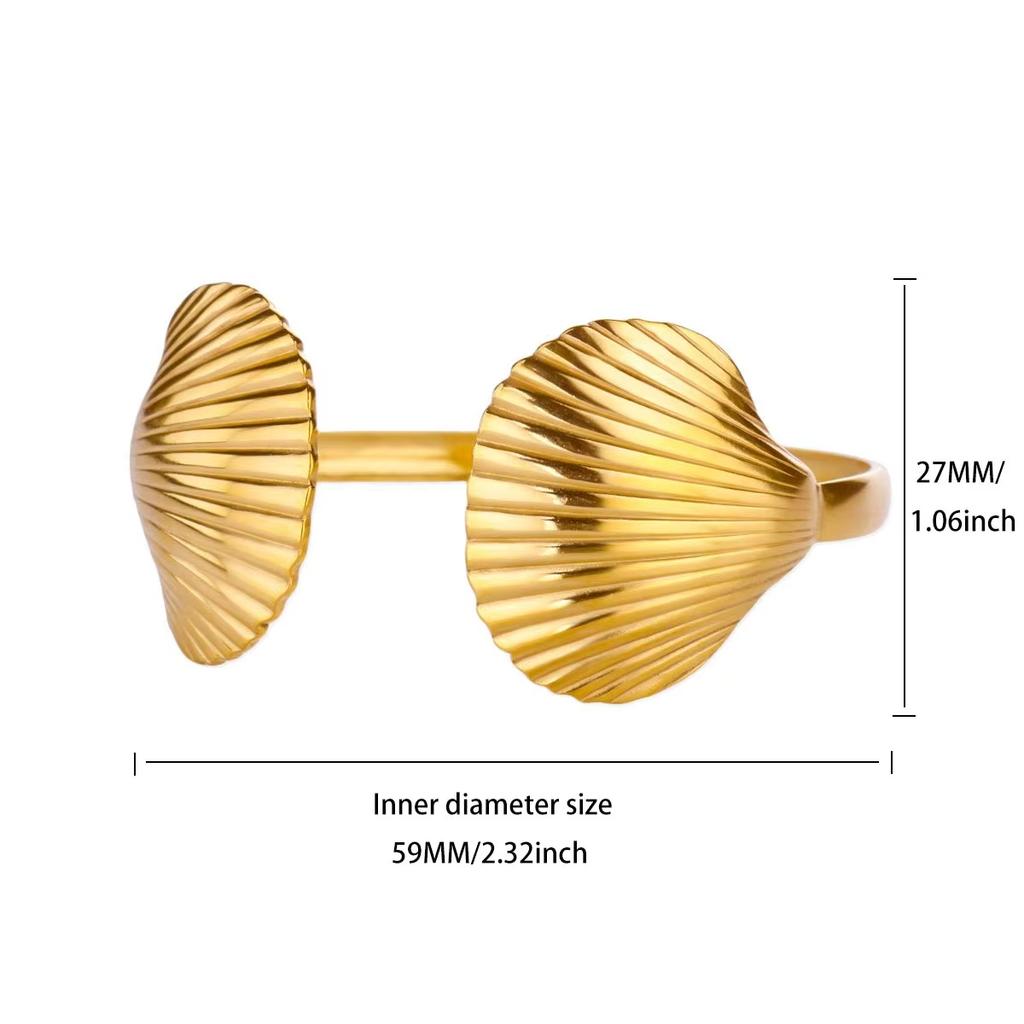 Hugging Stainless Steel Bracelet For Women Gold Color Shell Summer Waterproof Cuff Bangles Bracelets Flower Jewelry Accessories