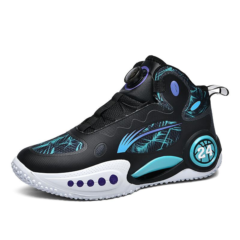Świecące w ciemności buty do koszykówki high bullet do prawdziwej walki męskie nowe profesjonalne młodzieżowe zapinane na obrotowy guzik oddychające buty sportowe