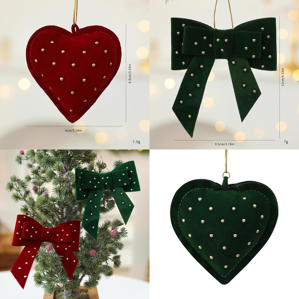 Christmas Tree Hanging Decorations With Heart And Bow Design For Holiday Decor