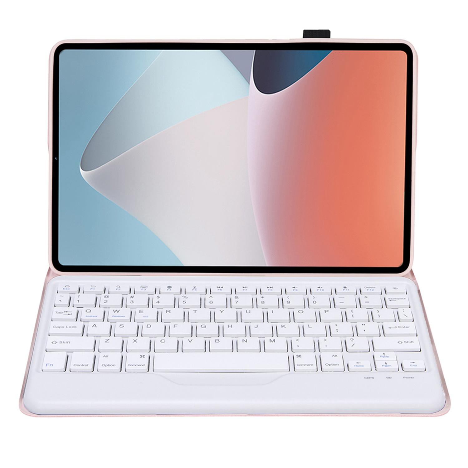 

OP12-B For Oppo Pad Air 10.4-inch Protective Case with Removable Bluetooth-compatible Keyboard Anti-Drop Leather Stand Cover Pink