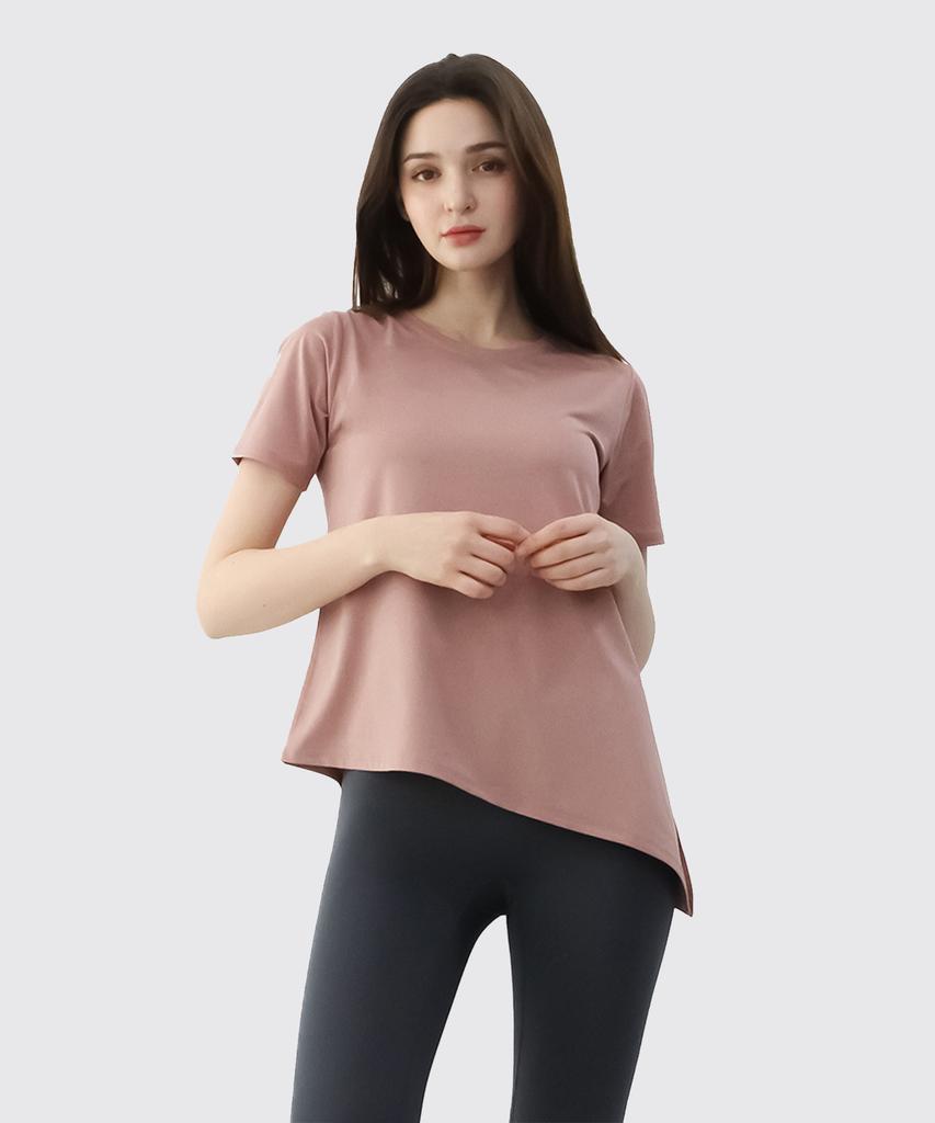 NOKJOK Amuse Side Slit Short Sleeve T-Shirt Running Yoga Wear Pilates Wear (Type B)