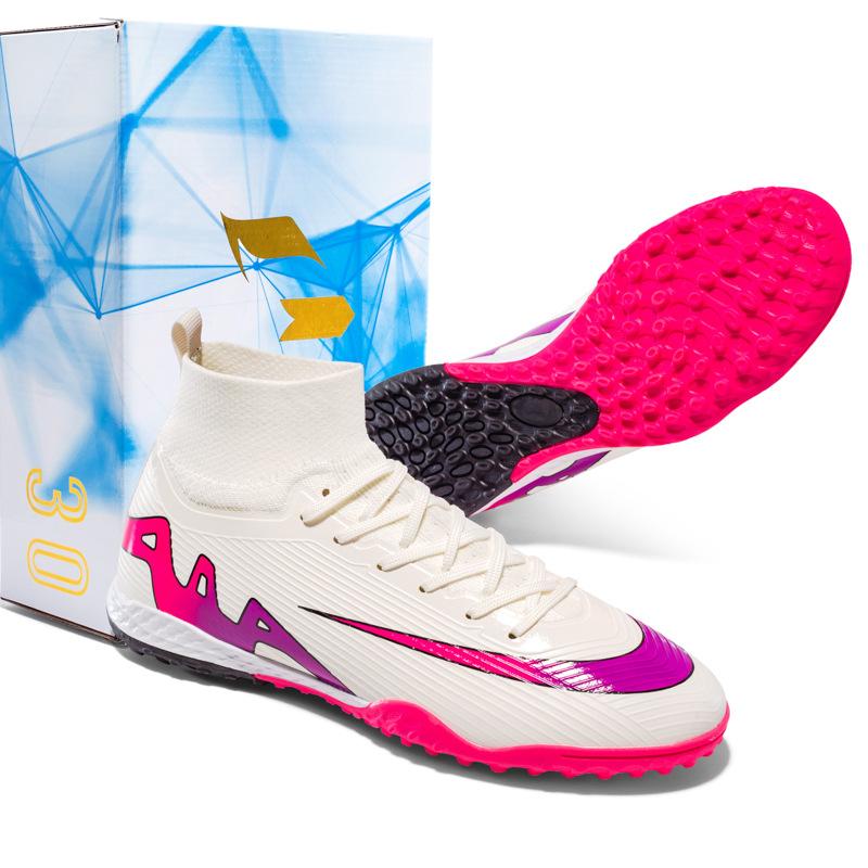 Pink football shoes men's new long nails youth sports training shoes grass broken nails training game shoes