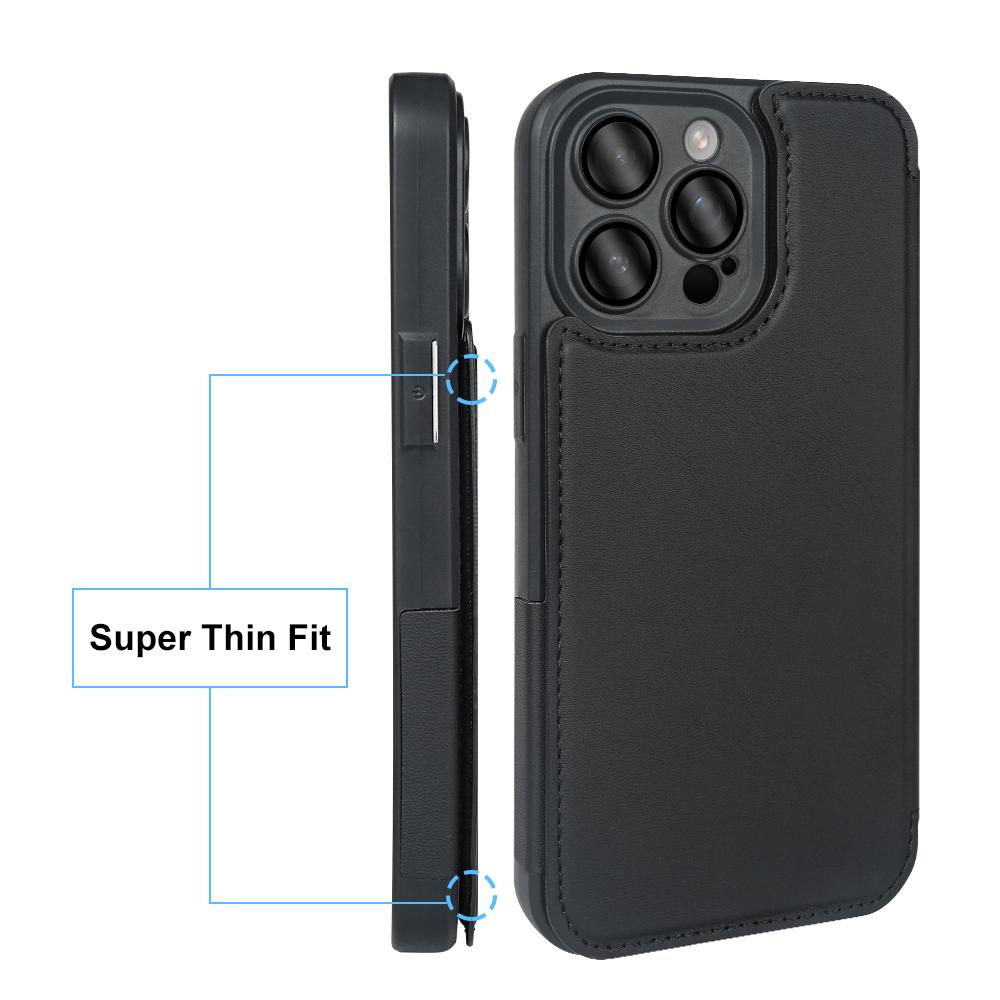 For iPhone 13 Pro Max Magnetic Case RCS Eco Friendly Flip Phone Cover with Kickstand RFID Blocking