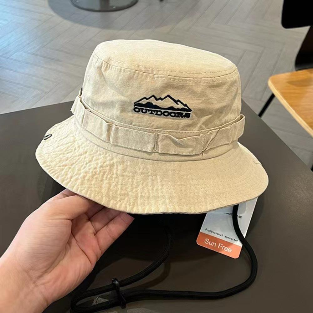 Mountain Range Embroidery Travel Hat Unisex Sunscreen Hats Fashion Fisherman Hat  Hiking
