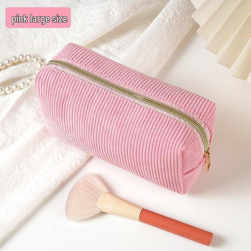 Korean Style Corduroy Pencil Case for Women, Large Capacity, High-Value Appearance, Versatile for Stationery or Makeup Brushes