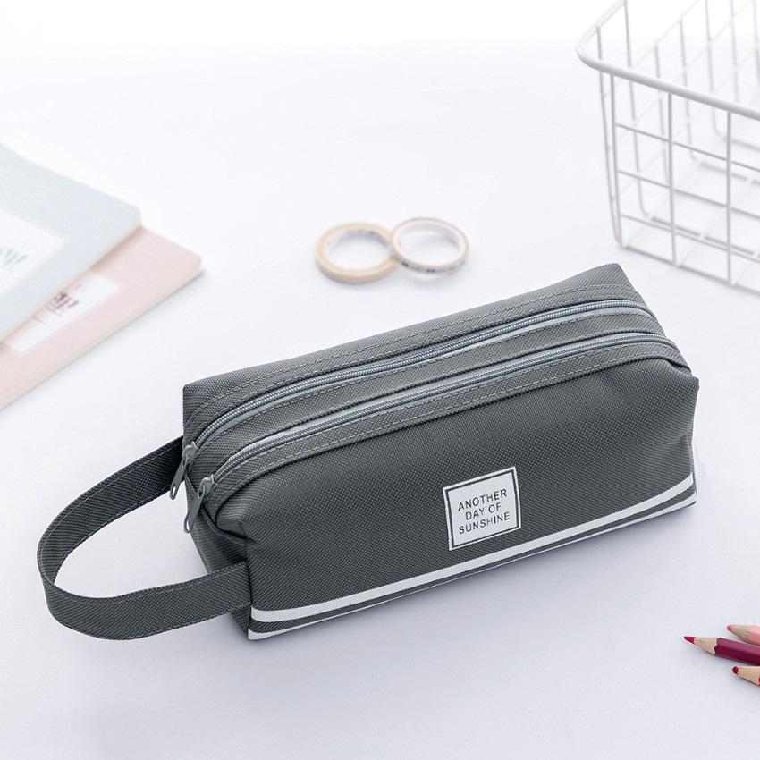 Solid Large Capacity Pen Pencil Bag Storage Case Makeup Pouch Cute Stationery Bag