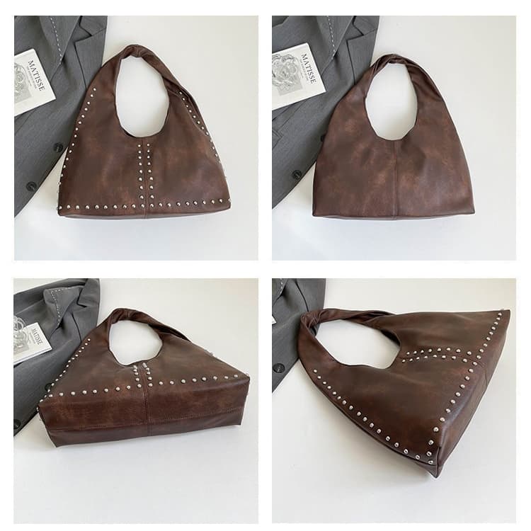 Rivet tote bag women's large capacity commuter shoulder bag