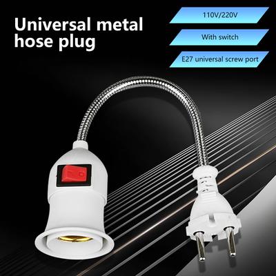 E27 Socket Adapter With On Off Switch To US EU UK Plug Flexible Extension Lamp Bulb Holder Converter