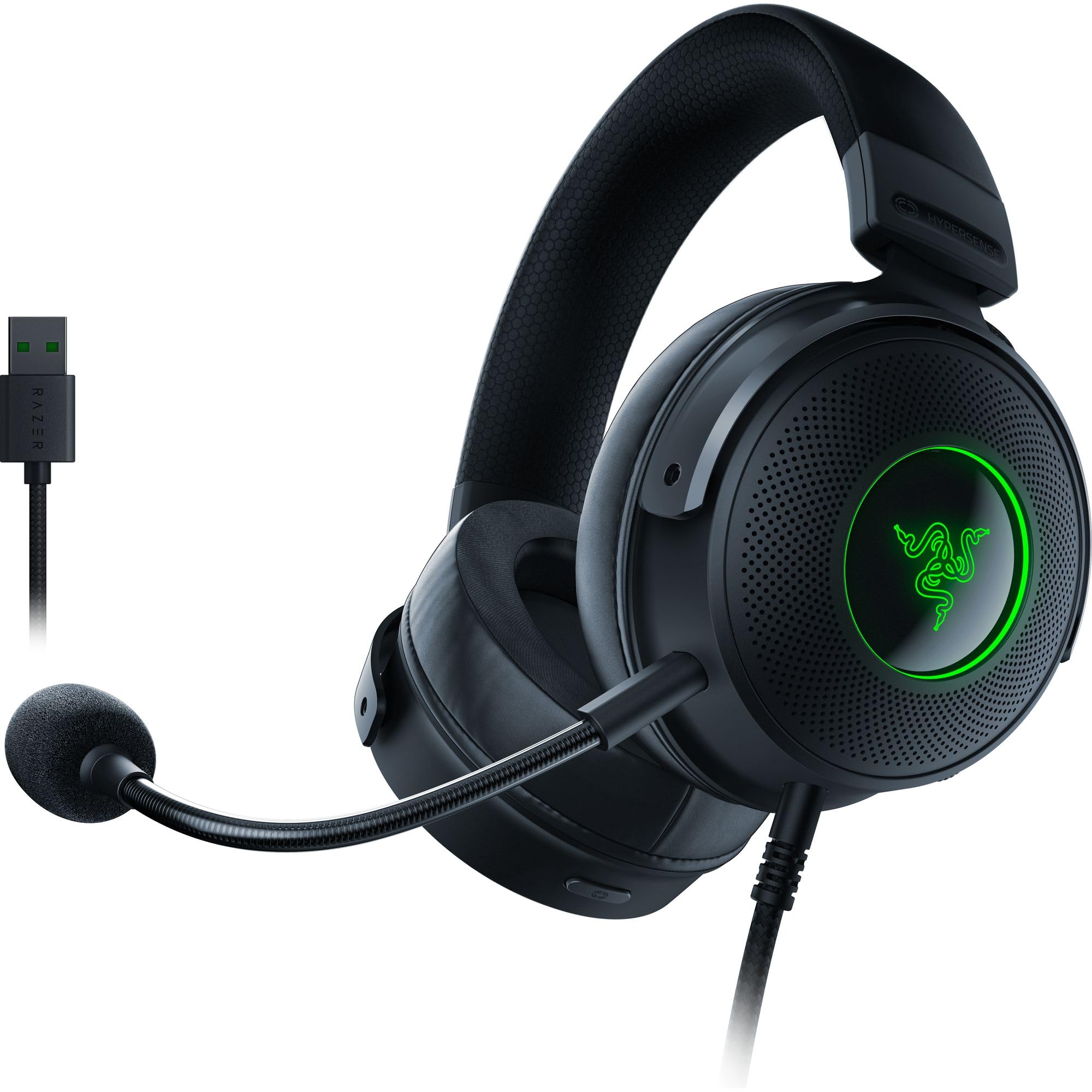 

Проводная USB игровая гарнитура Razer Kraken V3 HyperSense с тактильными драйверами Triforce Titanium 50 мм, съемным микрофоном - - RZ04-03770100-R3M1