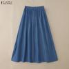 ZANZEA Womens Loose Casual Solid Color Long Skirts