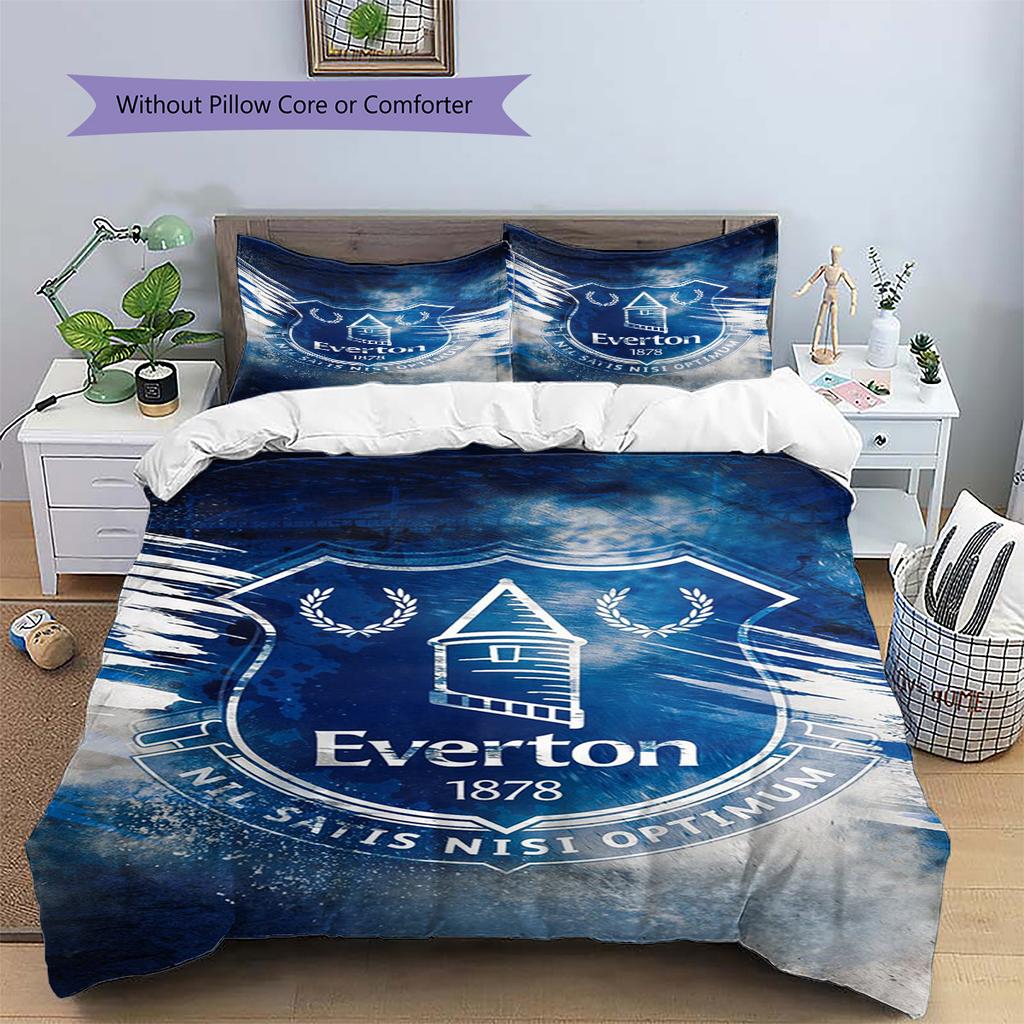 Everton Pattern Bedding Set Quilt Cover Pillowcase Home Decor Gift (1 * Duvet Cover + 2 * Pillowcase, Without Core)