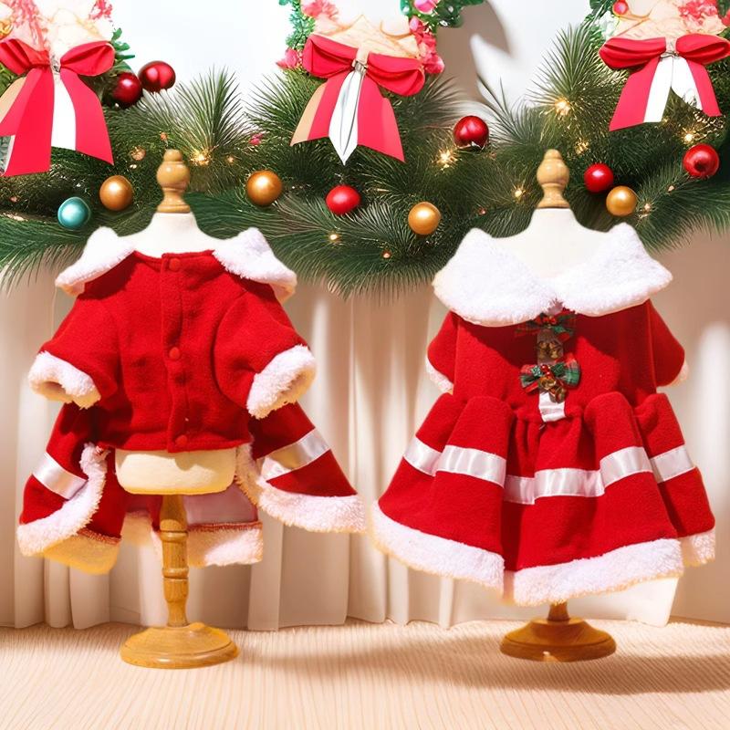 Polyester Dog Christmas Dress - Festive Pet Costume for Holiday Parties Christmas Clothes Christmas Skirts