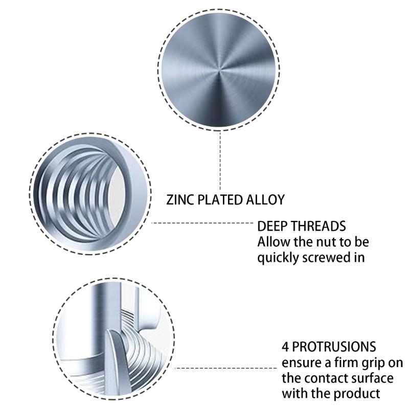 Four Jaw Threaded Inserts Corrosion Resistant T Nut Blind Pronged Tees 4 Jaw Tees Nuts for Wood Working Hardware