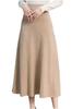 Necoat Women's Knit Skirt, Long, Knee-Length, Midi-Length, Winter, Cold Weather, Formal, A-Line, Flared, Beige