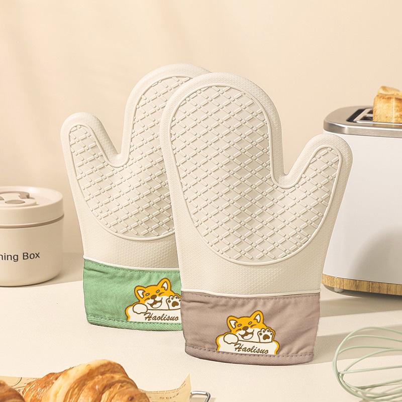 Thickened Silicone Non-Slip Oven Gloves: Heat Resistant, Anti-Scald Kitchen & Microwave Hand Clips