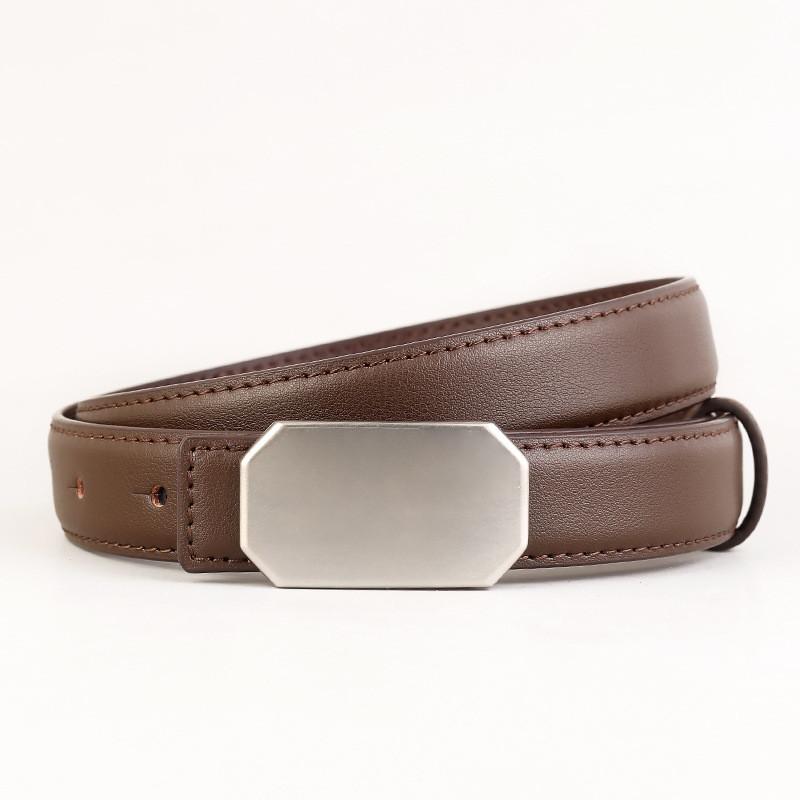 

Genuine Leather Womens Belt With Smooth Buckle For Business And Casual Wear кавовий
