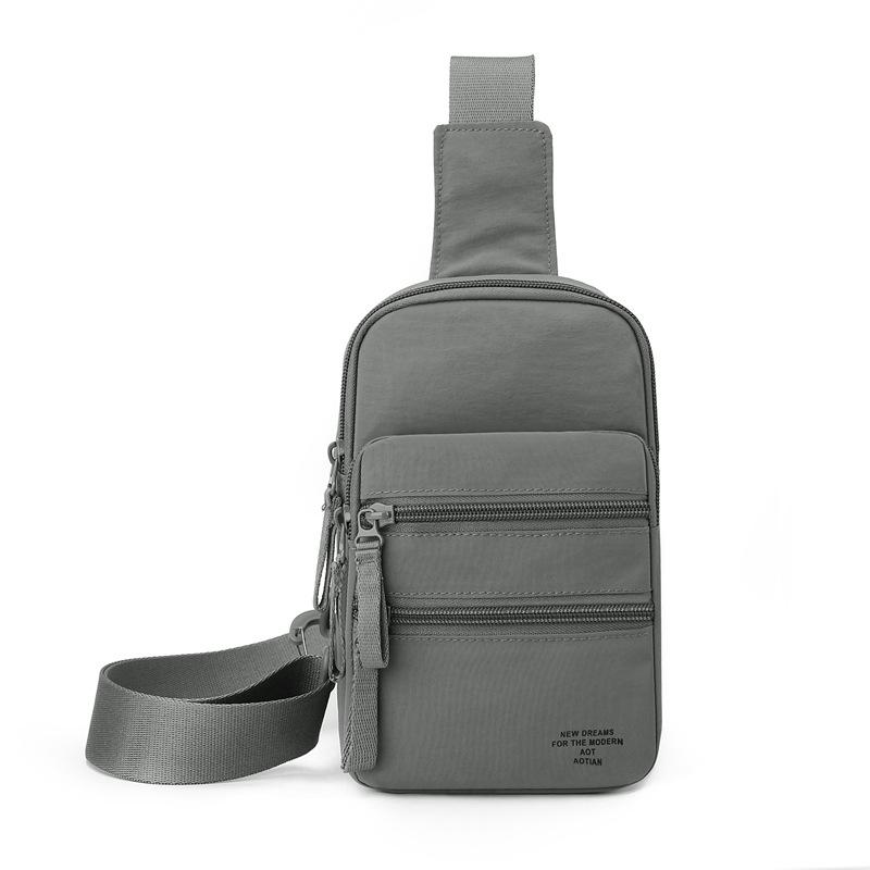 Outdoor Multi-Compartment Men's Chest Bag Solid Color Crossbody Bag