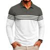 Men's Long Sleeve Polo Shirt with Striped Design, Casual and Versatile for Daily Wear.