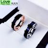 Shouman Rose Gold Color Color White Black Charm Finger Ring Woman Man Custom Engrave Name Bridal Party Event Wedding Occasion Jewelry 316L Stainless