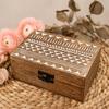 Wooden Box Whitewashed Aztec Design 15x10x6 Cm