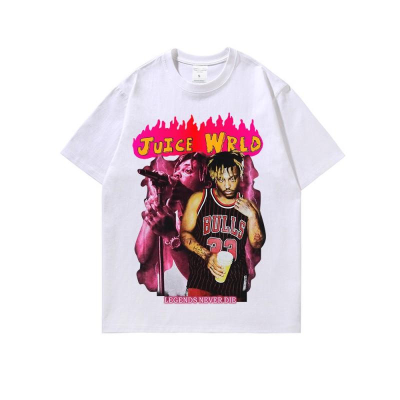 Mens Oversized Streetwear Tee With Distressed Print - Heavyweight Cotton Short Sleeve Hip Hop T-Shirt