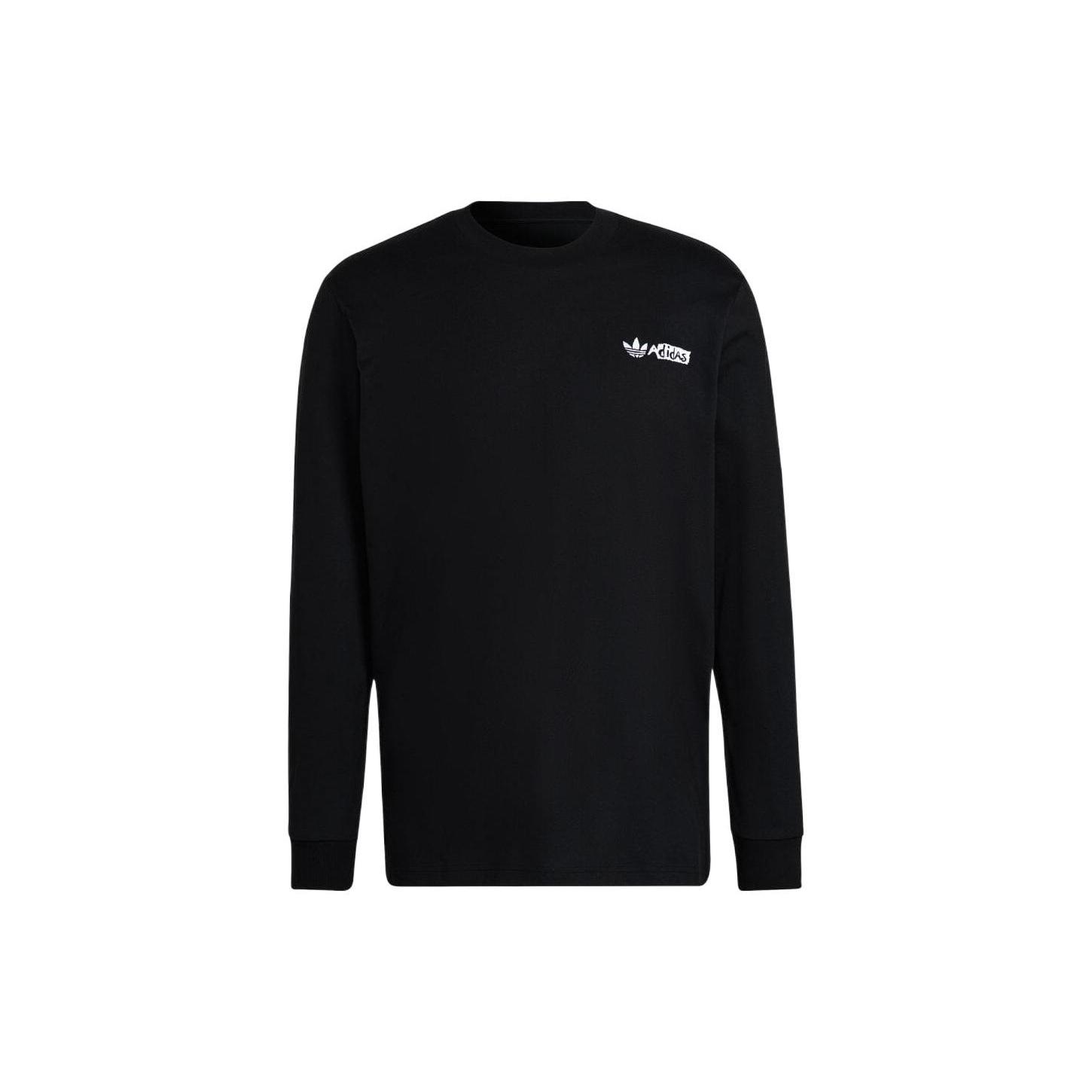 adidas originals Casual Solid Color Back Large Alphabet Long Sleeves Black Men s HT1660 M