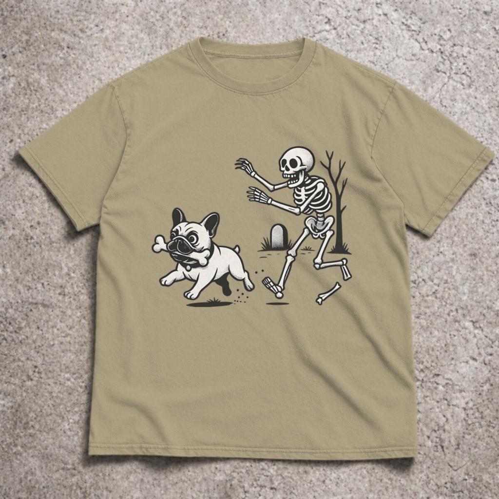 Unisex Casual Summer TShirt Funny Dog Graphic T Shirts Crew Neck Short Sleeve Tee Halloween Skeleton Design Tees Trendy Unisex Shirts