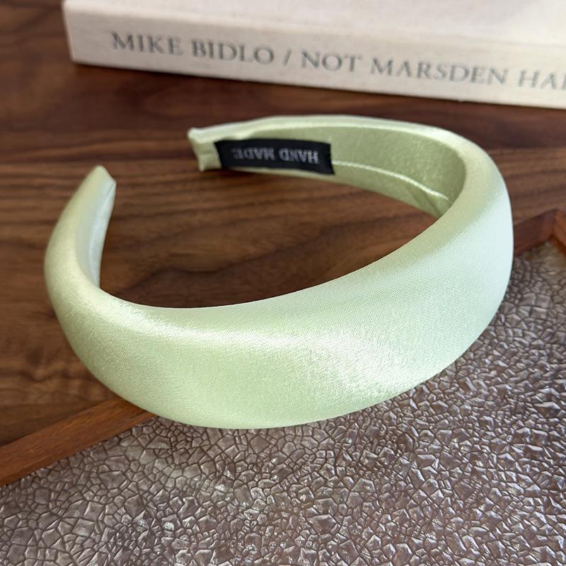 Spring/summer New Bright-coloured Satin Headbands 4cm Wide-Brimmed Sponge Hair Band Woman Temperament Hair Hoop Hair Accessories