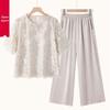 Elegant Two-Piece Summer Set for Moms 2026: Stylish Tummy-Covering Lace Outfit for Middle-Aged Women